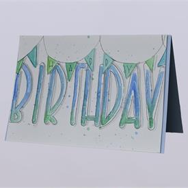 Geburtstagskarte Happy Birthday blaugrün